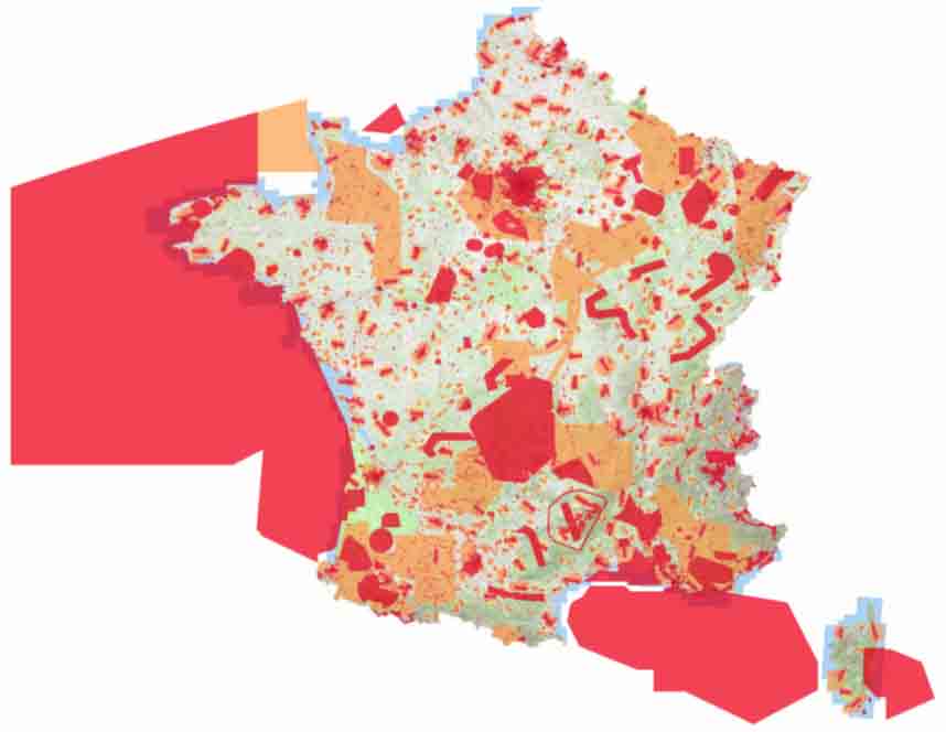 Carte des zones de vol autorisées